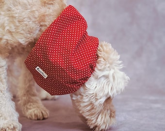 No-slip Polka Dot Dog Snood for Cavalier King, Cocker Spaniel, Basset, Doodle, Long Ear Dog Ear Cover, XS~XL