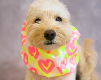 Heart dog snood for Cavalier, Cocker Spaniel, Doodle, handmade Ear Protector for Long-ear Dog, LOVE OUT LOUD