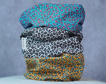 Leopard Dog Snood for long ear dog, Cavalier, Doodle, Basset, handmade Ear cover for Cocker Spaniel