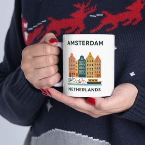 Amsterdam Ceramic Mug, Coffee Cup Gift, Cityscape Design, Travel Lover Decor, Unique Travel Mug | Gift For Travel Lovers
