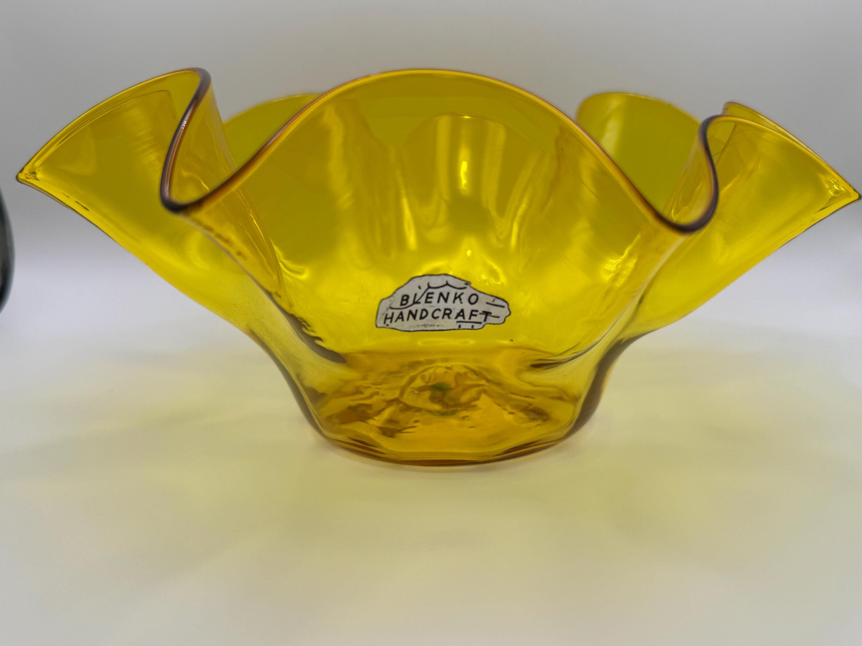 Decorative Blown Glass Bowl Yellow - Etsy