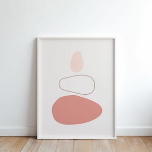 Minimalist Pink Abstract Wall Art Print, Soft Blush Boho Geometric Poster, Modern Scandinavian Decor, Digital Download JPG