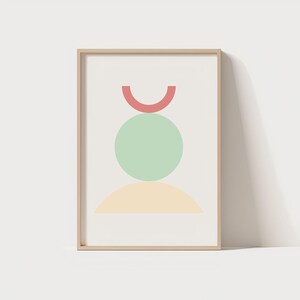 Minimalist Abstract Pastel Wall Art Printable | Mid Century Modern Geometric Poster | Aesthetic Boho Decor | Digital Download Art Print