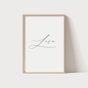 Minimalist Love Line Art Print, Elegant Romantic Wall Decor, One Word Calligraphy Poster, Modern Typography Artwork for Bedroom