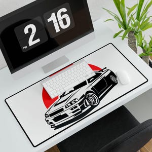 Japanese Jdm Gtr R34 Car Desk Mat | Gamer Mousepad | Automotive Office Decor | Stylish Workspace Accessory | Car Lovers, Racing Enthusiasts