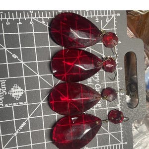 Vintage Ruby Red Crystal Chandelier Prisms