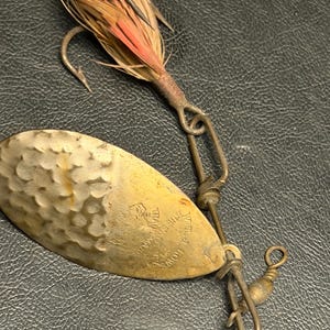 Vintage large metal fishing lure, rare W.T.J. Lowe