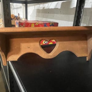 Vintage Y2K Wooden Shelf with Heart Cutout