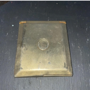 Vintage Gold Tone Metal Makeup Compact Mirror