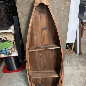 Vintage 36&quot; wooden boat shaped shelf