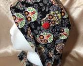 Large Sugar Skull Surgical Hat, Scrub Hat, Scrub cap, Surgical cap