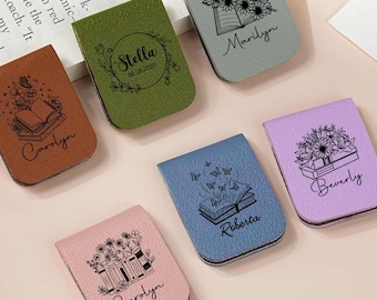 Magnetische bladwijzer gegraveerde initialen/naam, gepersonaliseerde magnetische leren bladwijzer, cadeau voor lezers, cadeaus boekenliefhebber, cadeau voor mannen/vrouwen
