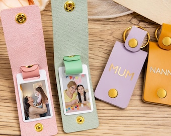 Personalized leather Photo Keychain, PU Vegan picture keychain,Custom Picture Keyring for Grandma/Nana/Nanny,Mother’s Day Gift,New mom gift