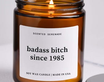 Badass Bitch Seit 1985 Kerze, Lustiges 40.Geburtstag Geschenk, 40.Geburtstags Geschenk für Sie, Frau Geburtstagsparty Geschenk, Geschenk für 40