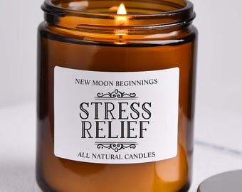 Stress Relief Soy Wax Candle Gift for Her, Mothers Day Gift Handcrafted Scented Candle, Self Care Aromatherapy Modern Candle Birthday Gift