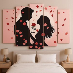 Décoration murale de couple pour la Saint-Valentin | Art numérique romantique de couples pour la Saint-Valentin