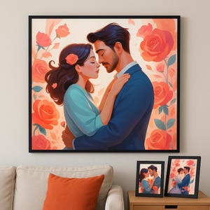 Romantic Rose Couple | Digital Art for Valentine's Day