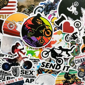 50 Random Dirt Bike Stickers, Cool Motorcycle Rider Stickers, Extreme Sports Stickers, Waterproof Stickers for Helmet, Laptop, Water Bottle