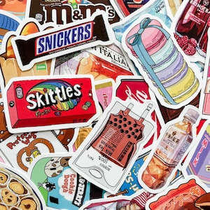 50 Random Cute Food Stickers for Kids, Kawaii Dessert Stickers, Cartoon Snack Stickers, Waterproof Stickers for Journal,Scrapbook,DIY Crafts