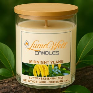 Midnight Ylang-Ylang Candle – 6oz Natural Soy Wax| Sandalwood| Amber| Relaxation & Aromatherapy