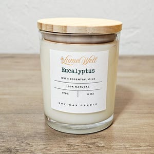 Vela de soja con eucalipto – Aromaterapia, aceite esencial (170 g)