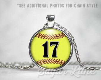 Personalized Softball Necklace - Softball Necklace - Softball Mom Necklace - Custom Softball Pendant - Sports Necklace -Softball Mom Jewelry