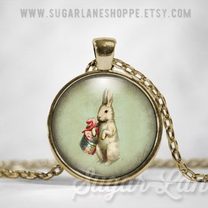 Vintage Easter Bunny Necklace - Vintage Style Easter Necklace - Vintage Easter Jewelry - Vintage Style Easter Pendant - Glass Dome Necklace