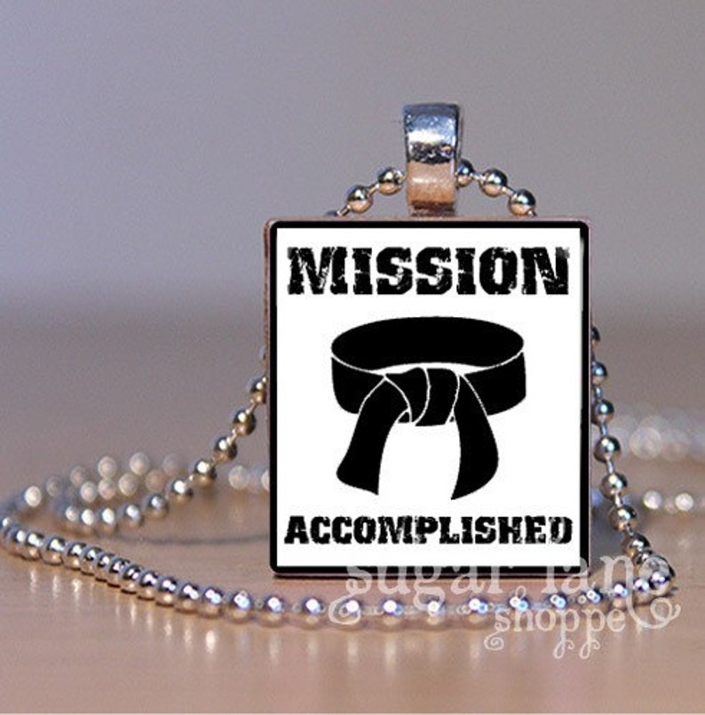 Karate Necklace Karate Black Belt Necklace Mission Etsy