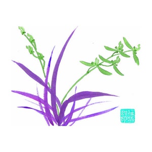 Orchid - Green 2 - Notecard, set of 5