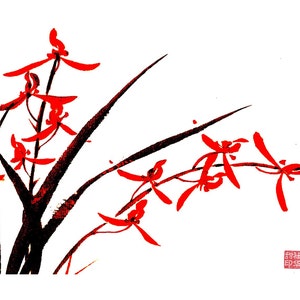 Orchid-Black and Red - Set of five notecards