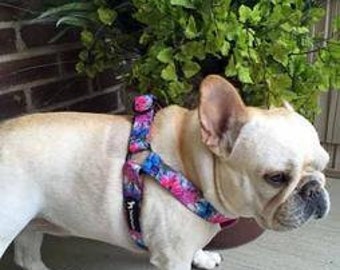 The Fab Frenchie® French Bulldog Super Stylish Floral Bouquet Step-In Harness