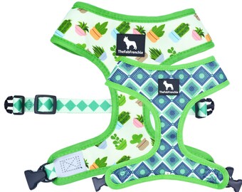 The Fab Frenchie® French Bulldog Super Stylish Cactus and Diamonds Reversible Harness