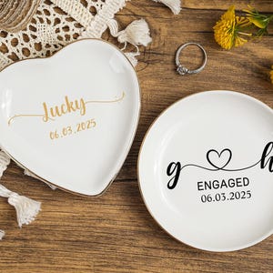Plato para anillos de compromiso personalizado, porta anillos de boda, porta anillos con iniciales personalizadas, plato para anillos de boda, regalo de aniversario para esposa, regalo para parejas