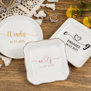 Porta anillos con iniciales personalizadas, regalo de aniversario para esposa, plato para anillos de compromiso personalizado, porta anillos de boda, plato para anillos de boda, regalo para parejas