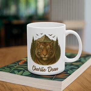 Rustic Tiger Ceramic Mug - Nature Lover Gift, Hunting Decor, Coffee Cup, Wildlife Mug, Outdoor Enthusiast
