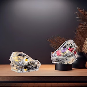 Gothic Resin Coffin Trinket Box: Dried Flowers, Witchy Decor