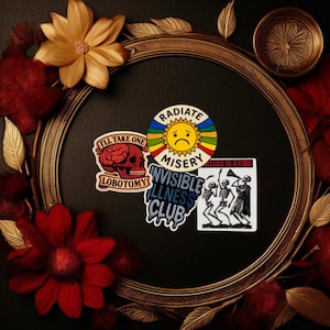 Delulu Disorder Sticker Pack - Lobotomy, Radiate Misery, Invisible Illness Club and Dancing Skeletons, Dark Humor Stickers