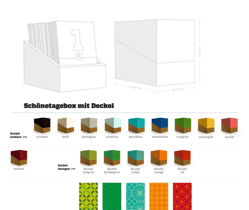 Geschenk für Sie: SCHÖNETAGEBOX mit Deckel, immerwährender Kalender und Tagebuch zum Sammeln von Erinnerungen, Geschenk für Freundin / Frau Bild 10