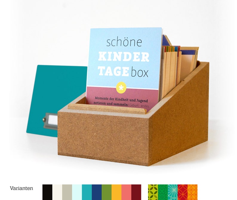 Babytagebuch mal anders: SCHÖNEKINDERTAGEBOX, Geschenk fürs Baby, zur Geburt oder zur Taufe, Meilensteinkarten, für Jungs und Mädchen Bild 1