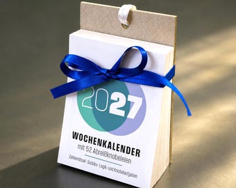 Weekly calendar 2027 with 52 puzzles, Sudokus, logic problems & hidden picture puzzles