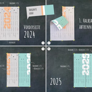 A1 Planer 2024 und 2025, großer Wandkalender, Kalender, Jahreskalender, Jahresübersicht, Design-Kalender 2024, sperlingb.design Grau