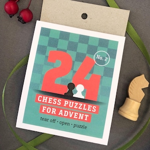 English Chess Advent Calendar – 24 Puzzles in English for Kids & Adults, Two Difficulty Levels