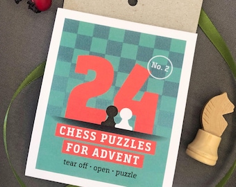 English Chess Advent Calendar – 24 Puzzles in English for Kids & Adults, Two Difficulty Levels