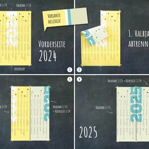 A1 Planer 2024 und 2025, großer Wandkalender, Kalender, Jahreskalender, Jahresübersicht, Design-Kalender 2024, sperlingb.design Gelb