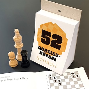 Tear-off calendar with chess puzzles, 52 tasks, one puzzle per week