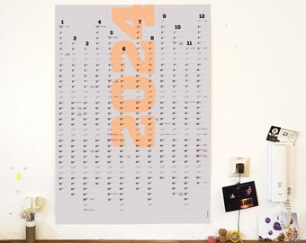 Wall calendar 2024 and 2025, A1 annual planner, 2-year calendar, large wall calendar, usable for 24 months, poster for the office, annual planner