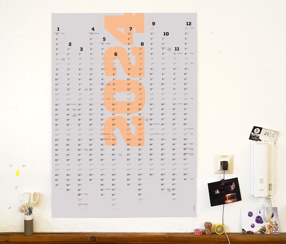 Calendrier mural 2024 et 2025, planificateur annuel A1, calendrier sur 2 ans,  grand calendrier mural, utilisable pendant 24 mois, affiche pour le bureau, planificateur  annuel -  France