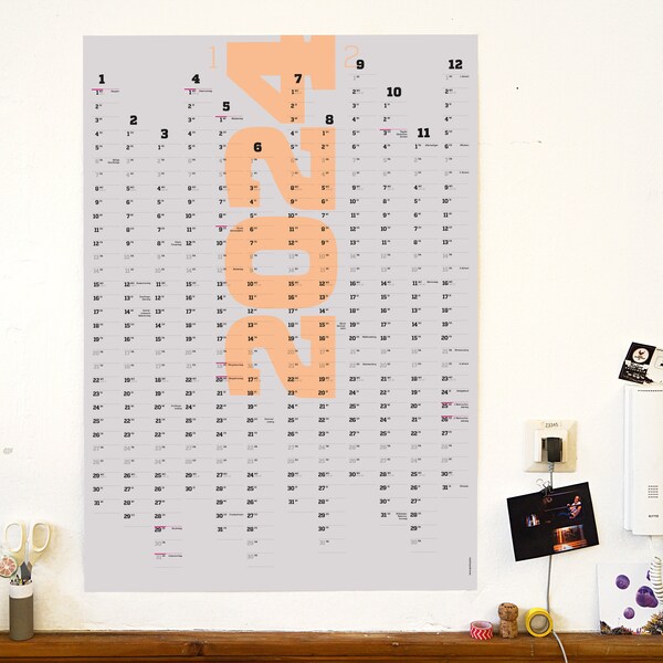 Calendrier mural 2024 et 2025, planificateur annuel A1, calendrier sur 2 ans, grand calendrier mural, utilisable pendant 24 mois, affiche pour le bureau, planificateur annuel