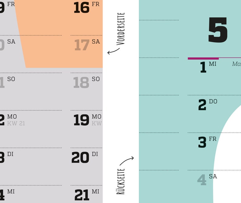 A1-Jahresplaner, 2-Jahres-Kalender, Wandkalender 2024 und 2025, 24 Monate verwendbar, Halbjahre abtrennbar, Familienplaner, sperlingb Bild 10