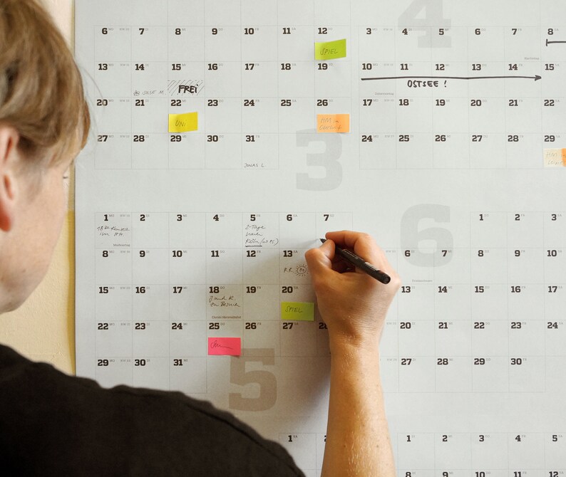 Wall calendar 2024 extra large // 2-part calendar, with matching sticky notes, sperlingb image 5